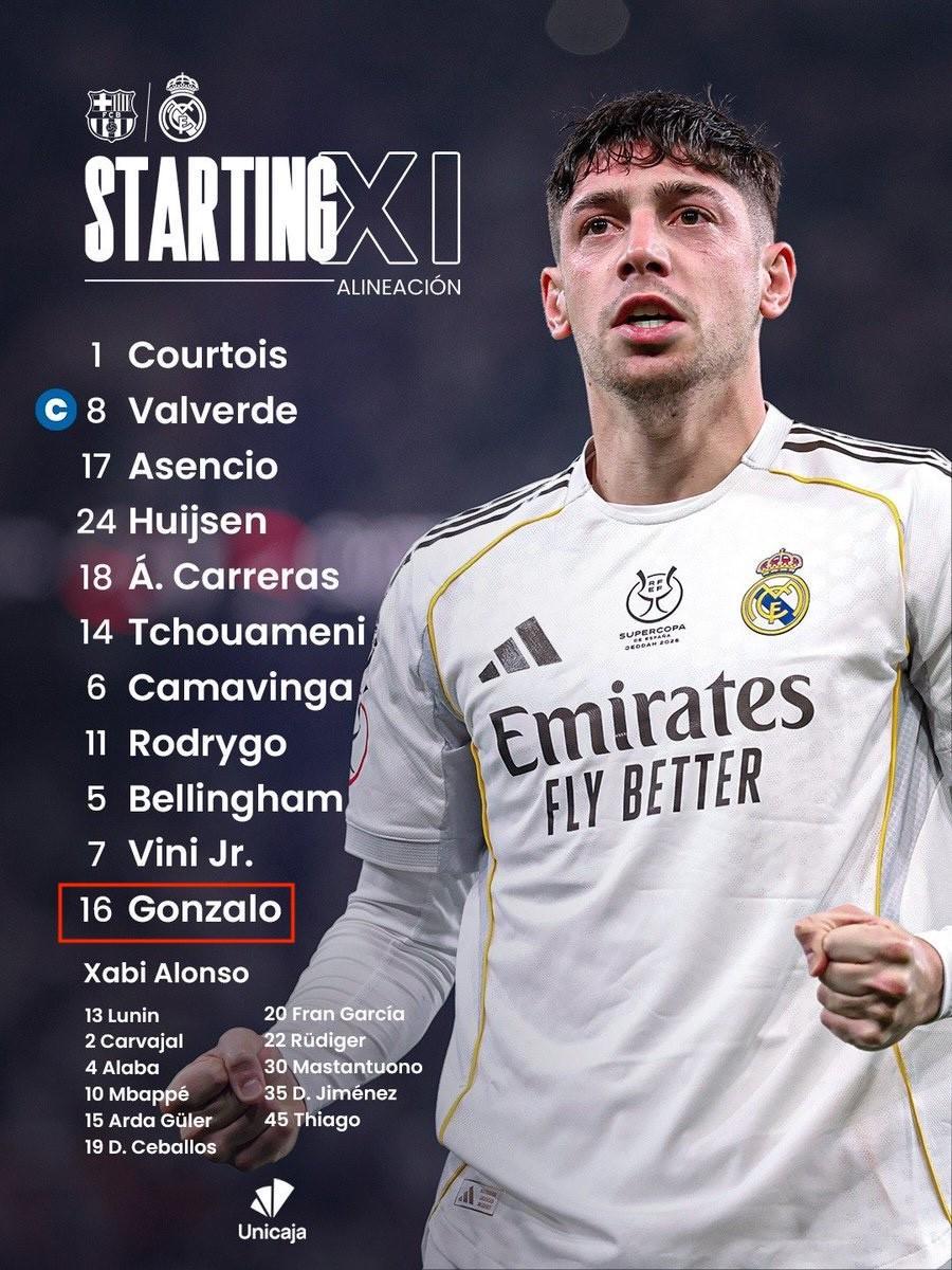 出错了？皇马官方首发图一开始为居莱尔，随后改成贡萨洛